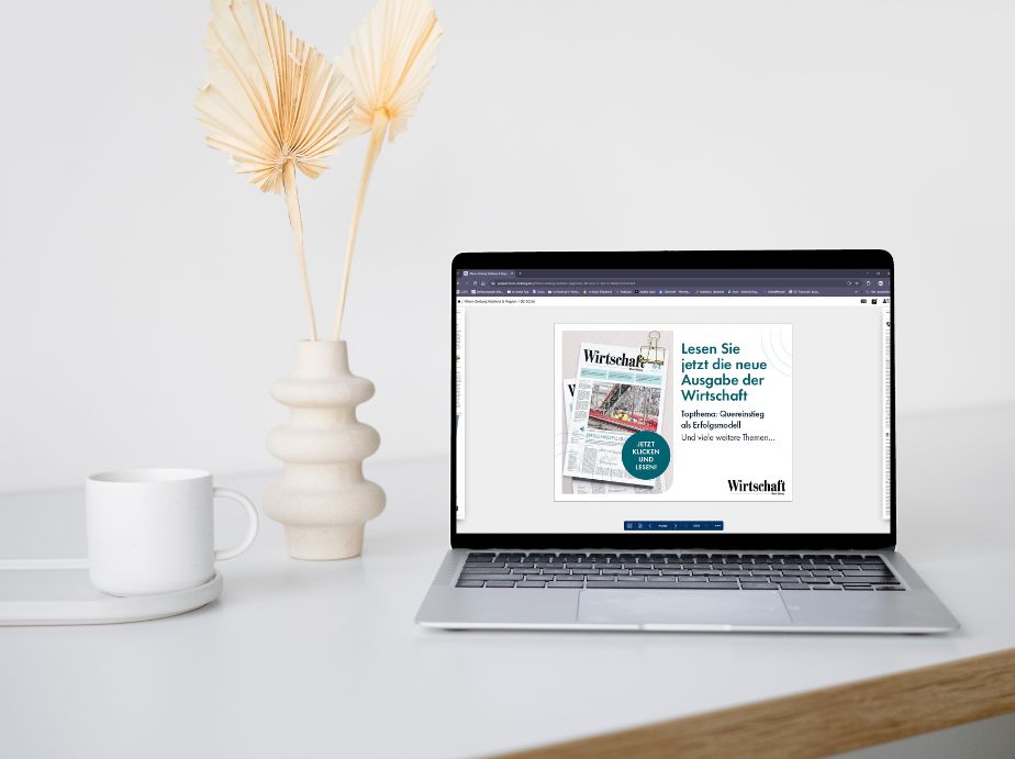 Interstitial auf einem Laptop in einem cleanen Umfeld.